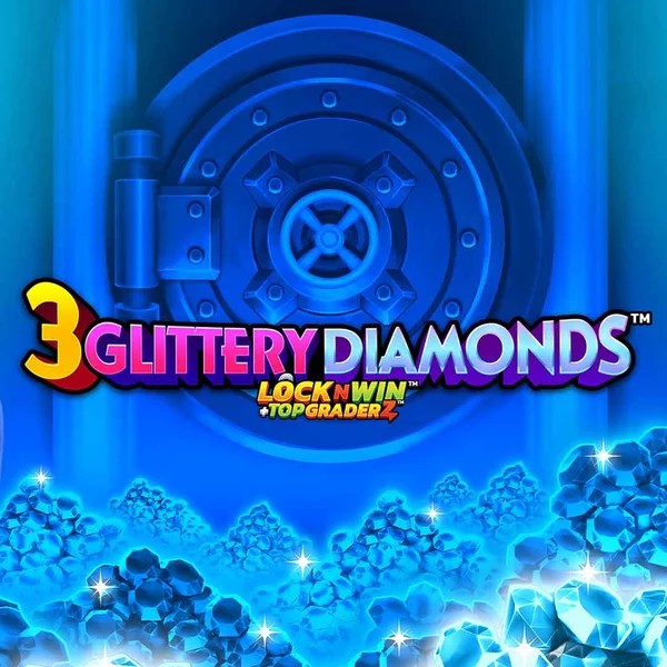 Slots logo of 3 Glittery Diamonds from PearFiction Studios at SpinSahara Casino