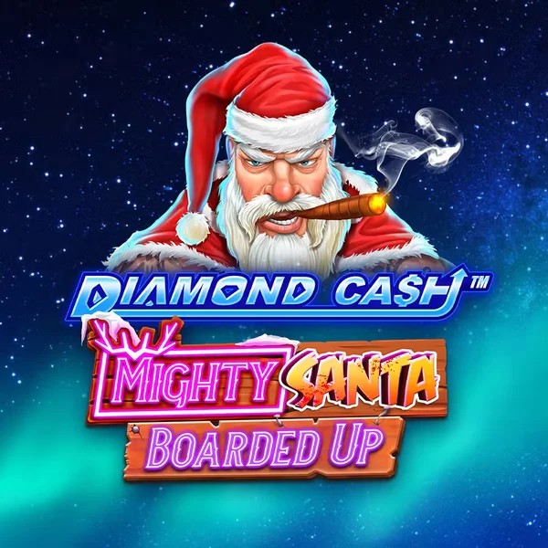 Diamond Cash Mighty Santa Boarded Up slot logo by Greentube at SpinSahara Casino